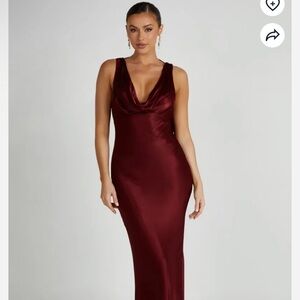 Meshki Angelique satin cowl maxi dress